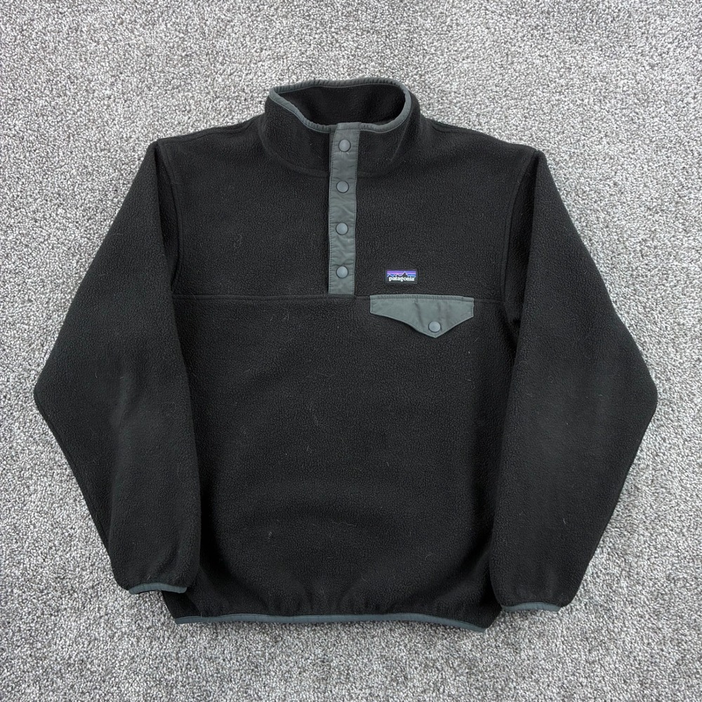 Patagonia Synchilla Snap-T Pullover Kids XL Black Fleece Jacket 65572